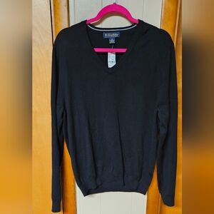 Brooks Brothers Men's Black V-Neck Sweater